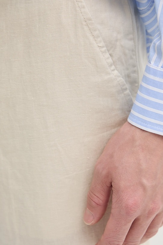 United Colors of Benetton spodnie lniane beżowy 4AGH55HW8