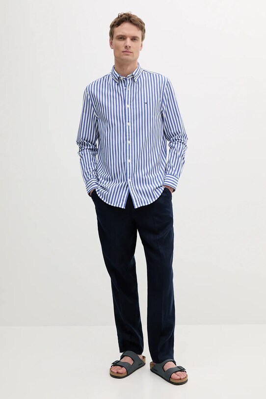 Ľanové nohavice United Colors of Benetton 4AGH55HW8 tmavomodrá SS25