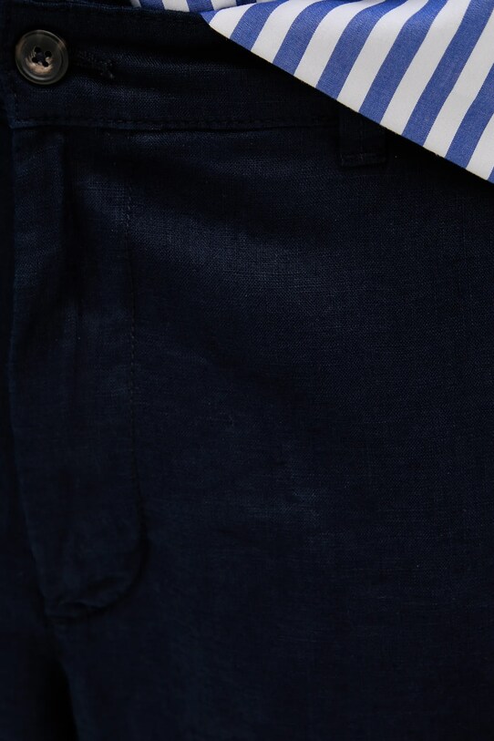 Ľanové nohavice United Colors of Benetton tmavomodrá 4AGH55HW8