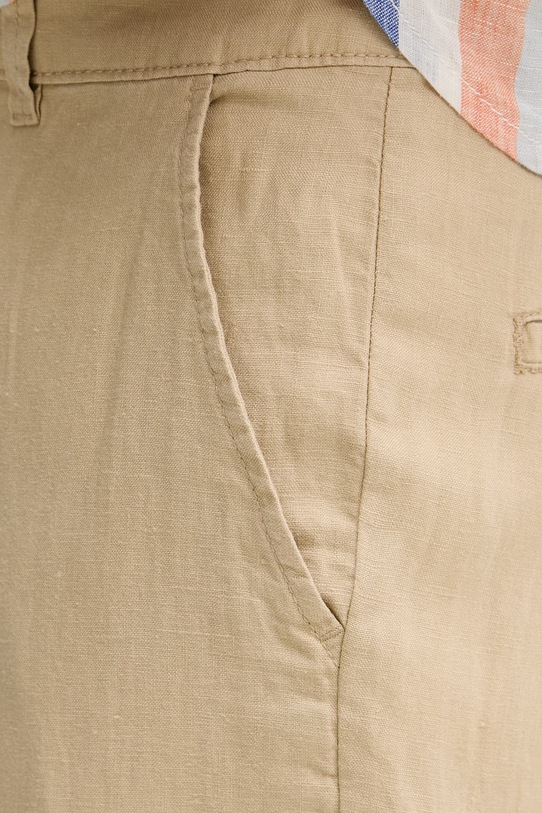 United Colors of Benetton kalhoty pánské lněné béžová 4AGH55HW8