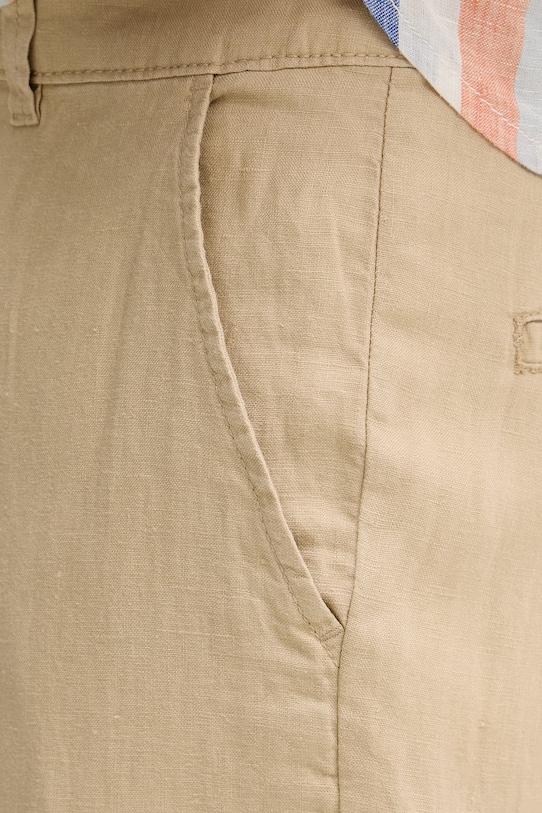 United Colors of Benetton kalhoty pánské lněné béžová 4AGH55HW8