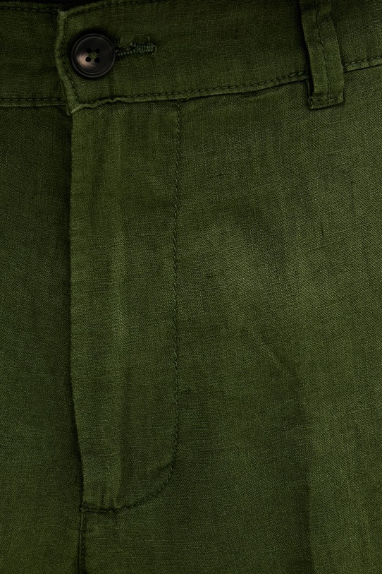 United Colors of Benetton kalhoty pánské lněné zelená 4AGH55HW8