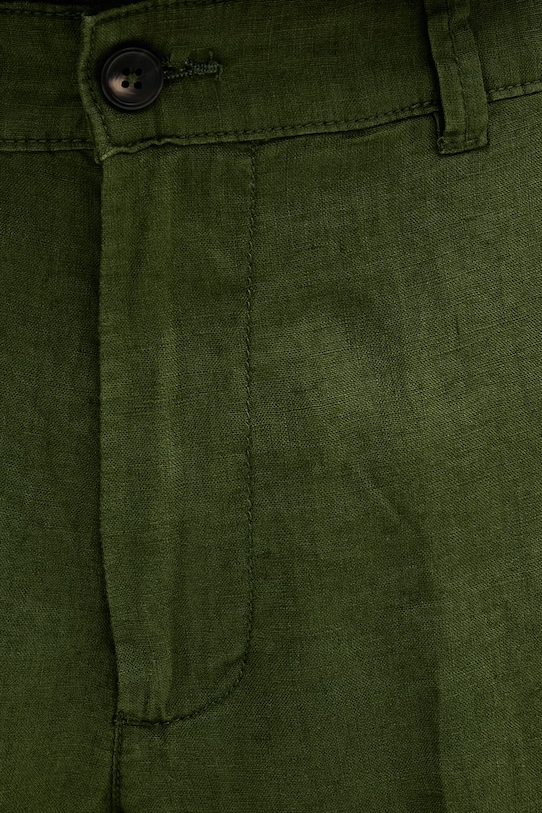 United Colors of Benetton kalhoty pánské lněné zelená 4AGH55HW8