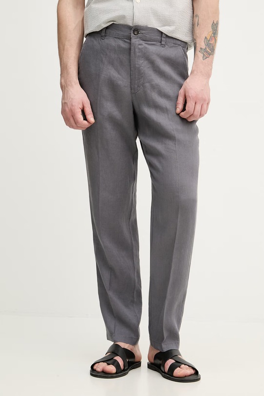 United Colors of Benetton Παντελόνι ανδρικό λινό γκρί 4AGH55HW8