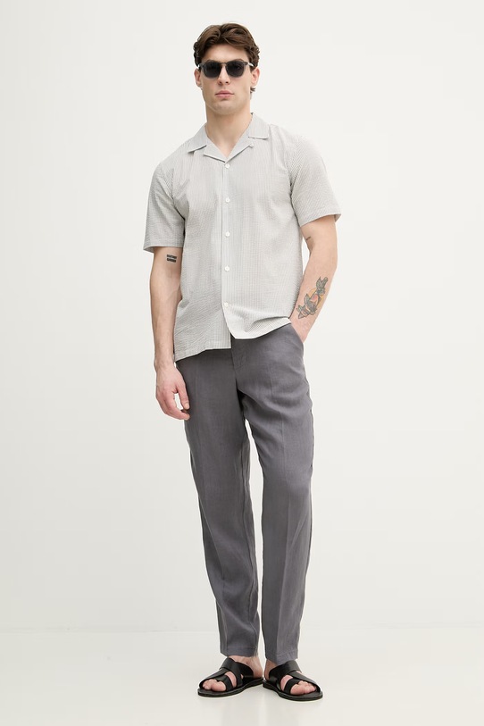 United Colors of Benetton Παντελόνι ανδρικό λινό 4AGH55HW8 γκρί SS26