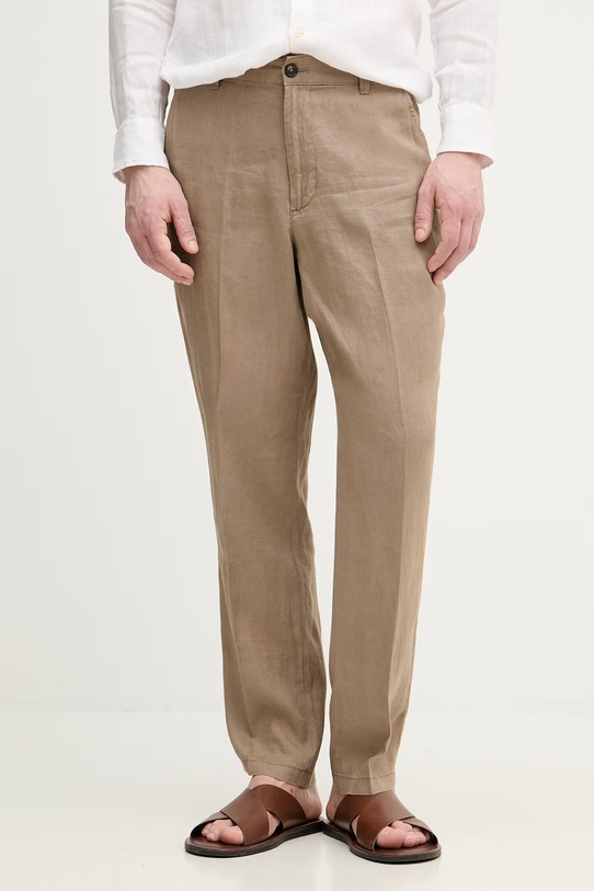 United Colors of Benetton Παντελόνι Ανδρικό λινό καφέ 4AGH55HW8
