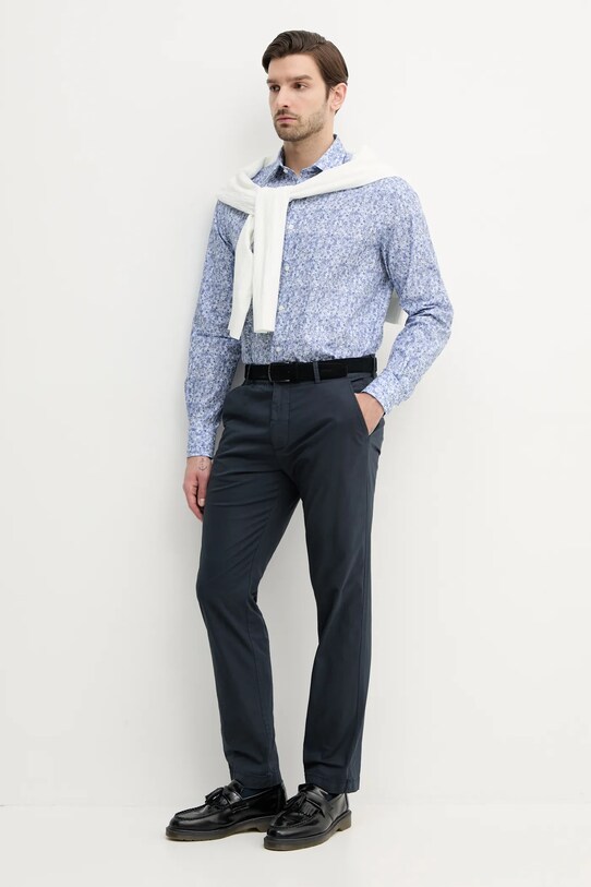 Kalhoty Pepe Jeans SLIM CHINO POPLIN PM211873 námořnická modř SS25
