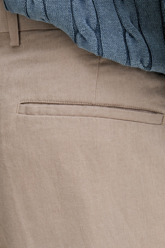 Liu Jo spodnie lniane beżowy QA5265.T4346