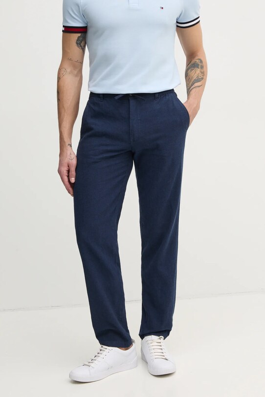 Lindbergh spodnie lniane tkanina granatowy 30.008023.DK.BLUE