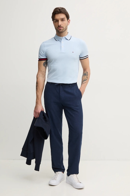 Lindbergh pantaloni din in 30.008023.DK.BLUE bleumarin SS25