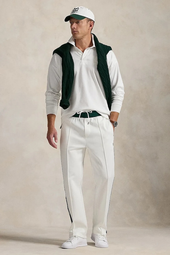 Tepláky Polo Ralph Lauren Wimbledon Collection pletenina bílá 710970491