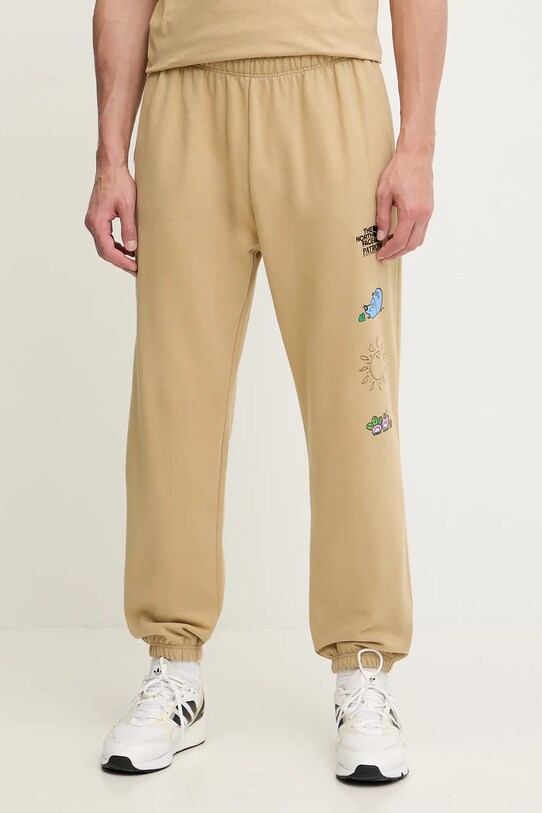The North Face pantaloni de trening din bumbac Mountain Cleanup print verde NF0A8C2WLK51