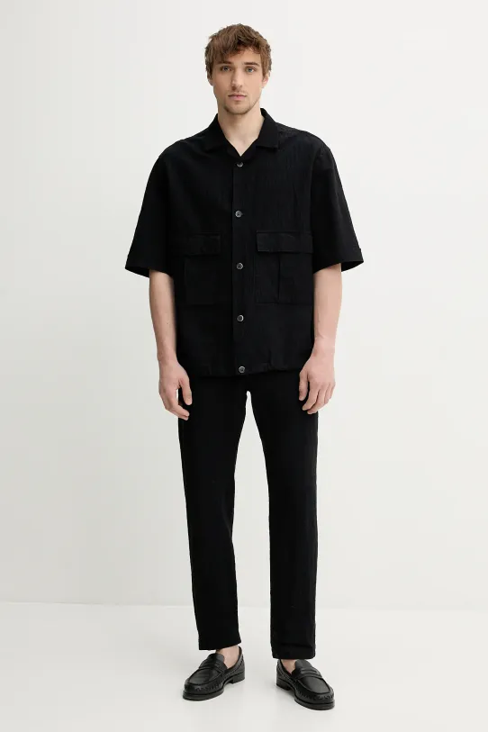 BARENA VENEZIA spodnie z domieszką lnu Camicia Mola PAU5086.2768 granatowy SS25