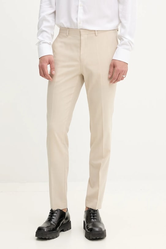 HUGO pantaloni de lână potrivit bej 50540288