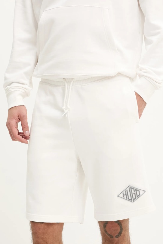 Bavlněné šortky HUGO pletenina bílá 50534953