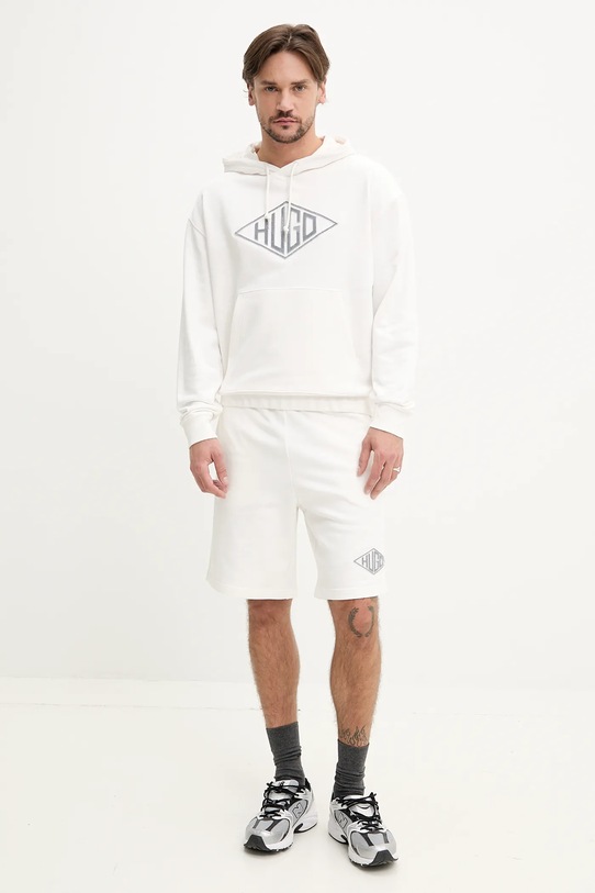 Bavlněné šortky HUGO 50534953 bílá SS25