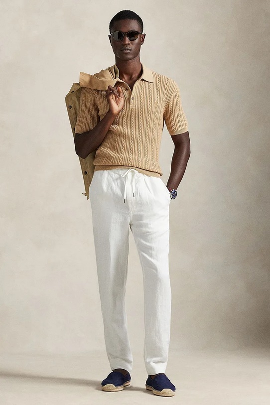 Одежда Льняные брюки Polo Ralph Lauren 710940611 белый