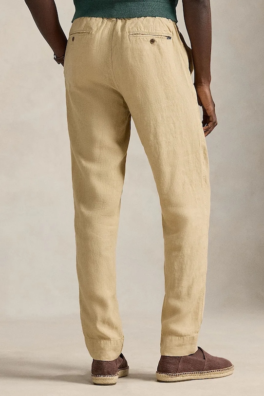 Lněné kalhoty Polo Ralph Lauren 710940611 béžová SS26