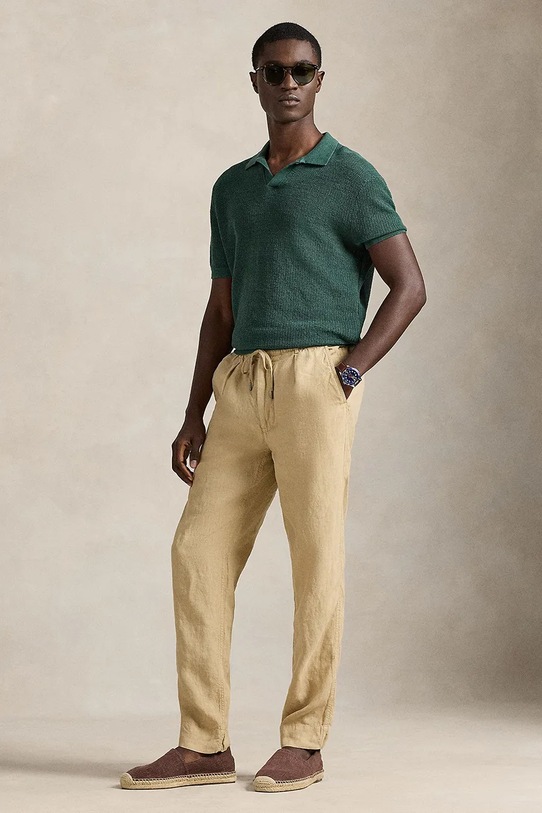 Oblečení Lněné kalhoty Polo Ralph Lauren 710940611 béžová