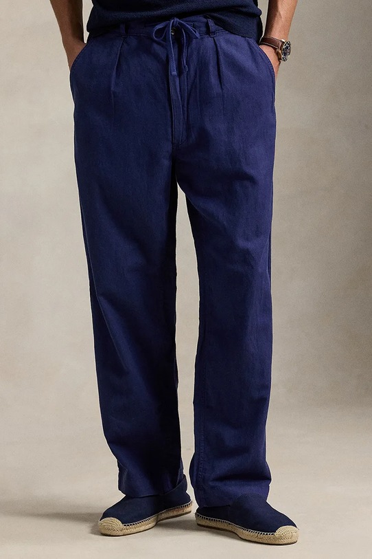 Льняные брюки Polo Ralph Lauren 710958596 тёмно-синий SS25