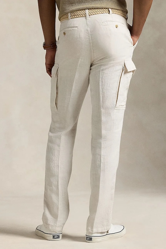 Odzież Polo Ralph Lauren spodnie lniane 710958608 beżowy