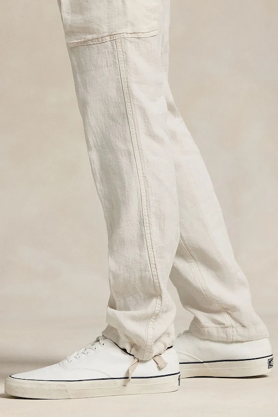 Polo Ralph Lauren spodnie lniane beżowy 710958608