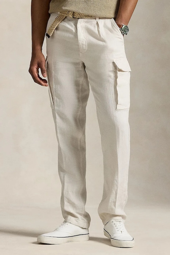 Polo Ralph Lauren spodnie lniane 710958608 szary SS25