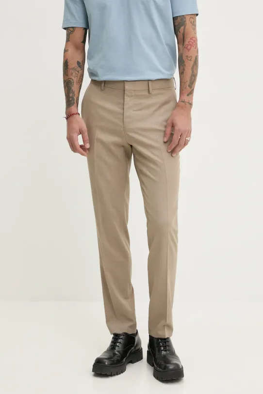 HUGO pantaloni in misto lana tessuto beige 50538334