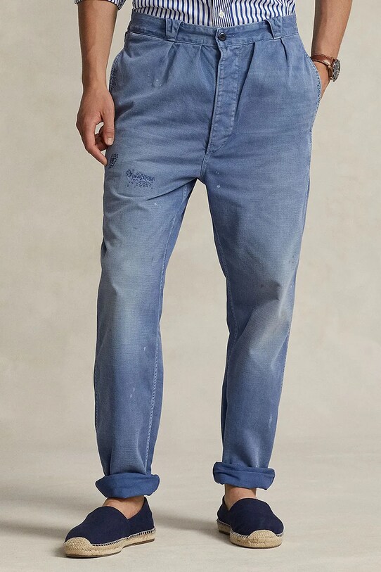 Bavlněné kalhoty Polo Ralph Lauren Pant 710923848 modrá SS25