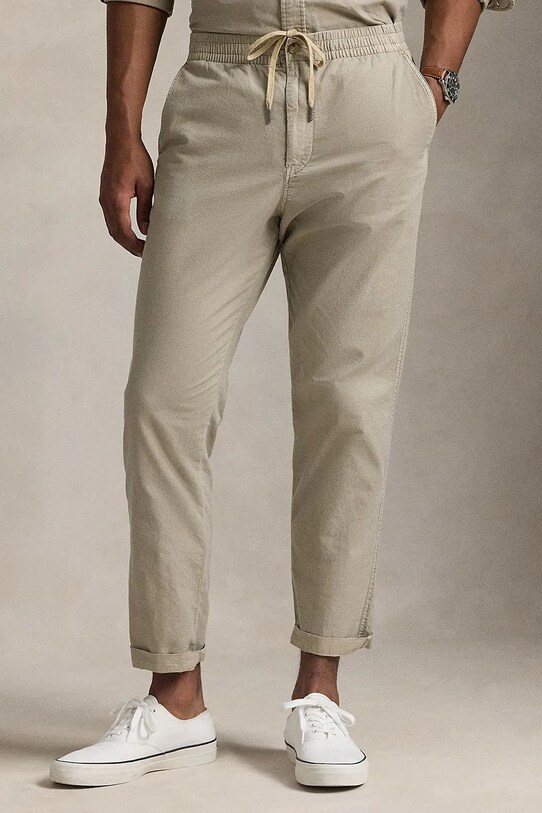 Бавовняні штани Polo Ralph Lauren Flat Front 710958589 бежевий SS25