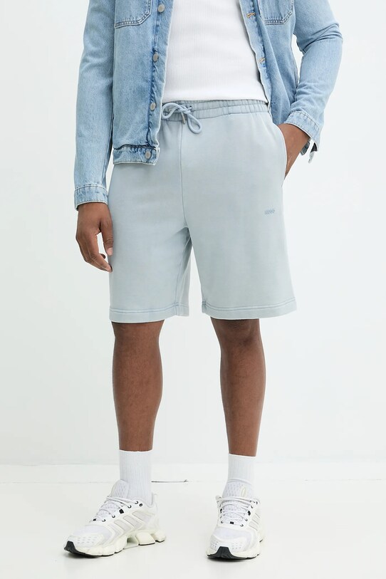 Хлопковые шорты HUGO трикотаж голубой 50540969