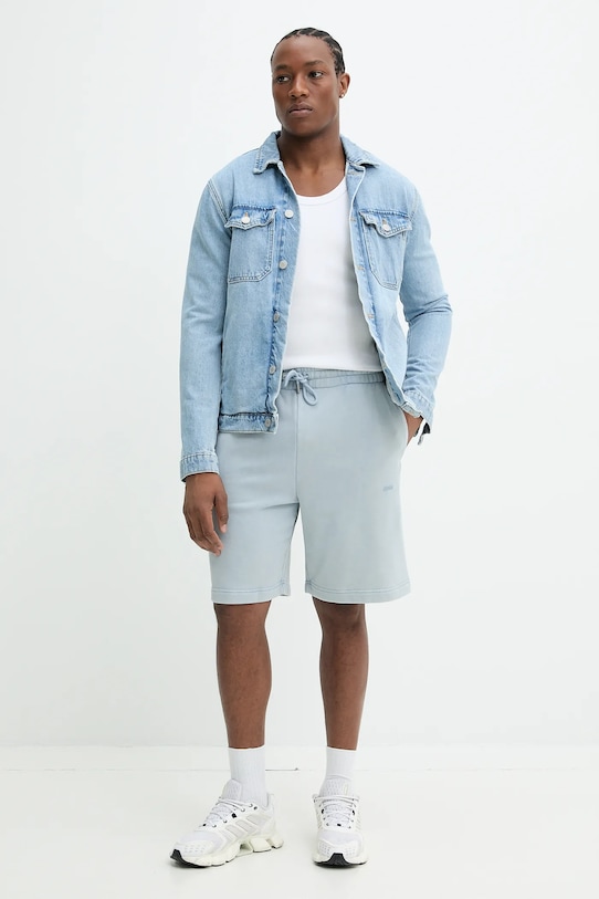 Хлопковые шорты HUGO 50540969 голубой SS25