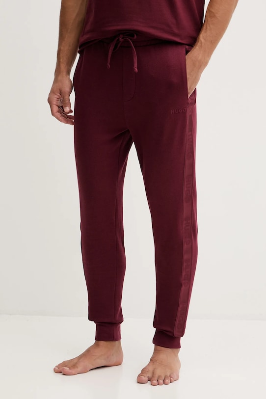 HUGO pantaloni de lounge bumbac burgundia 50540918