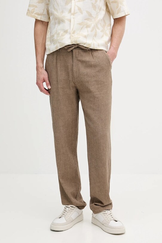 Lindbergh pantaloni din amestec de in drept verde 30.003020.DK.STONE