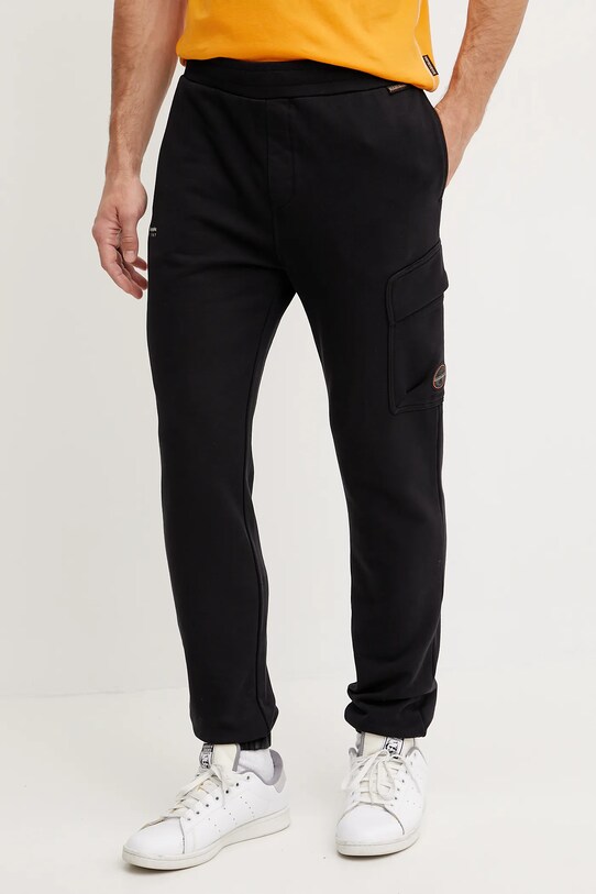 Napapijri pantaloni de trening din bumbac M-Badge Cargo bumbac negru NP0A4IDW0411
