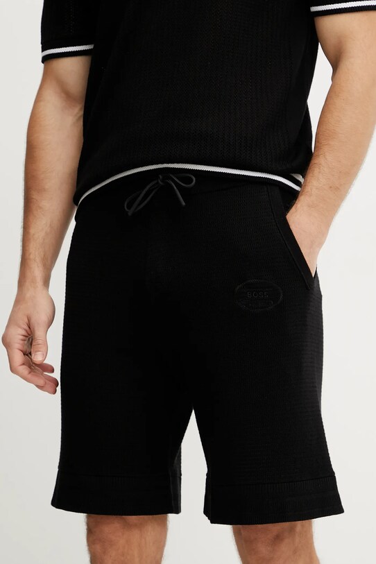 BOSS Green pantaloni scurti tricotaj negru 50537163