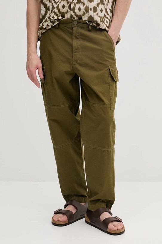 Barbour pamut nadrág Relaxed Fit Cargo szövet zöld MTR0759