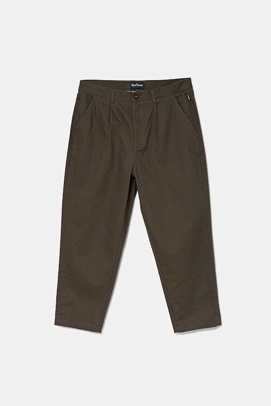 Barbour spodnie bawełniane Bayview Herringbone Trouser bawełna zielony MTR0765