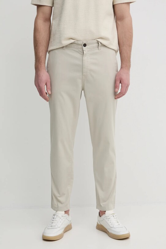 BOSS Orange spodnie z elastanem beżowy 50536722