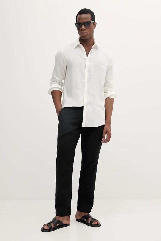 BOSS Orange spodnie lniane 50536881 czarny SS25