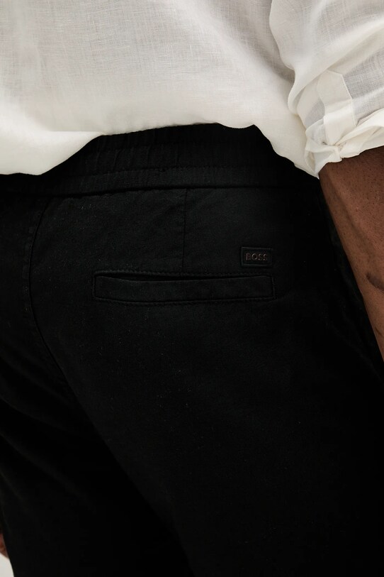 BOSS Orange spodnie lniane czarny 50536881