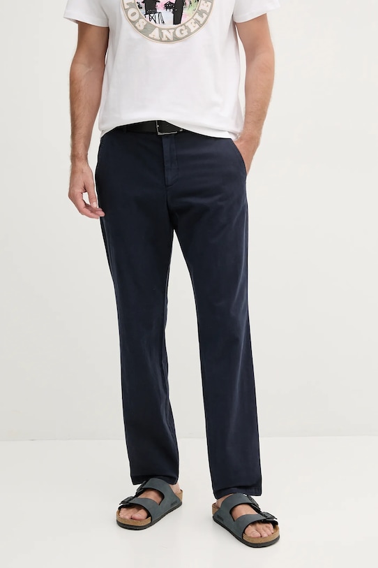 Guess spodnie z domieszką lnu MYRON tkanina granatowy M5GB01.WH782
