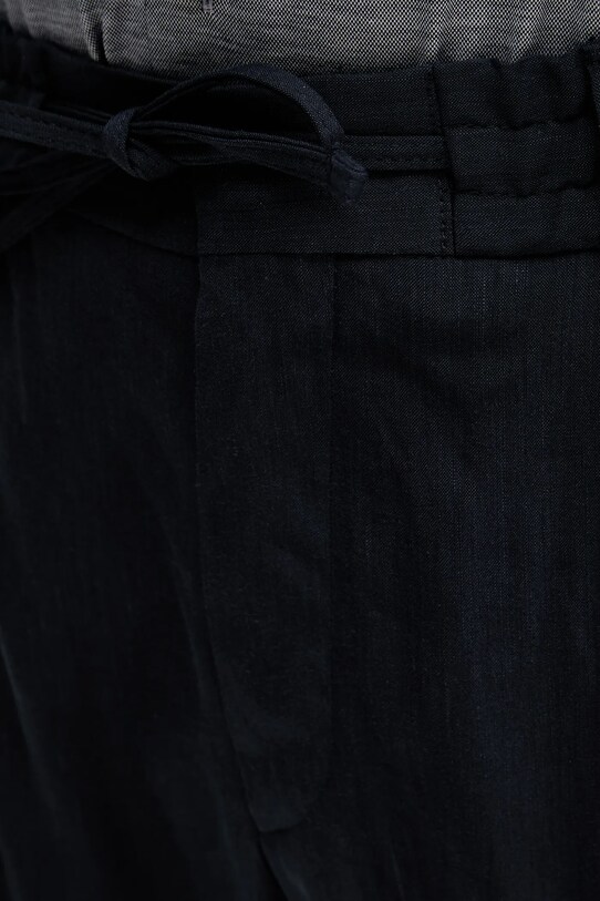 BOSS pantaloni in lino blu navy 50540733