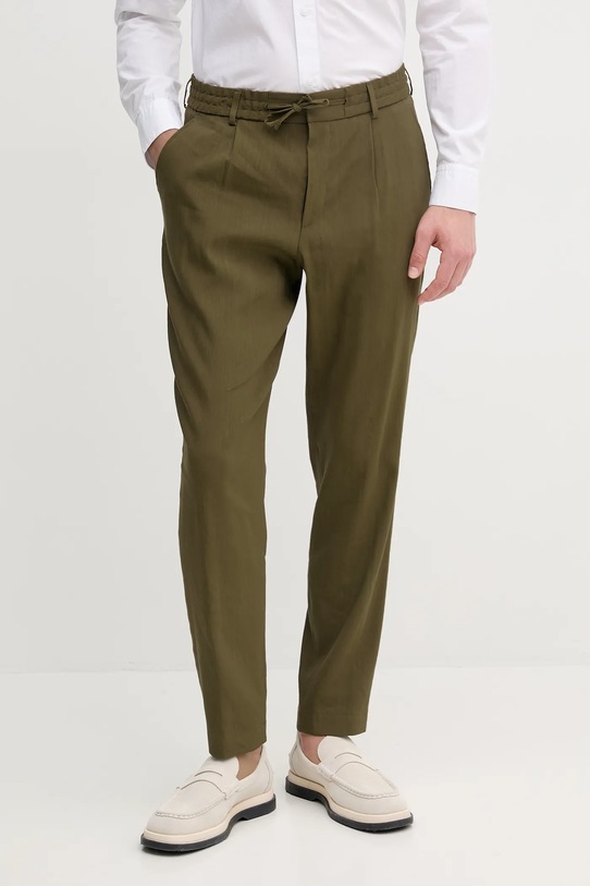 BOSS pantaloni din in drept verde 50540733