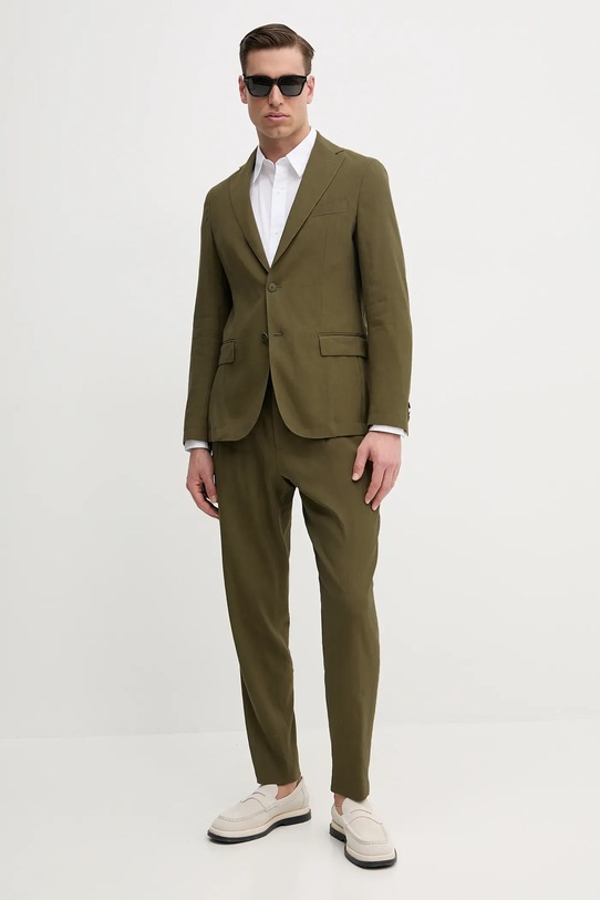 BOSS pantaloni din in 50540733 verde SS25