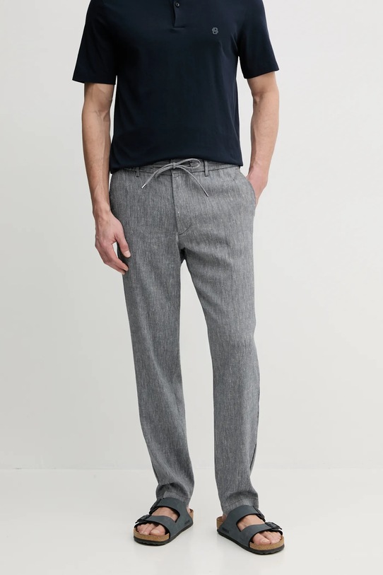 BOSS pantaloni din in uni bleumarin 50540480