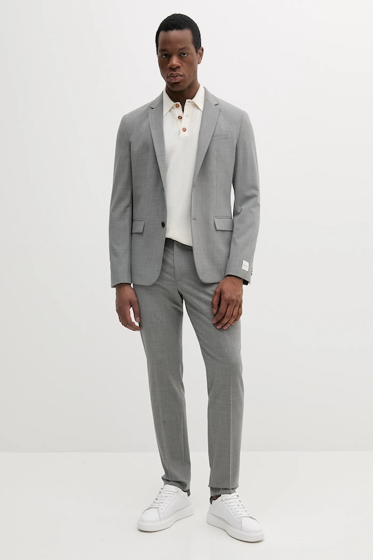 Παντελόνι από μείγμα μαλλιού Calvin Klein K10K113949 γκρί SS25