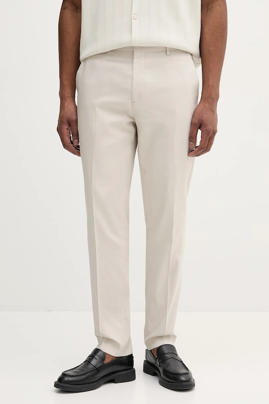 Брюки с примесью льна Calvin Klein прямой бежевый K10K114400
