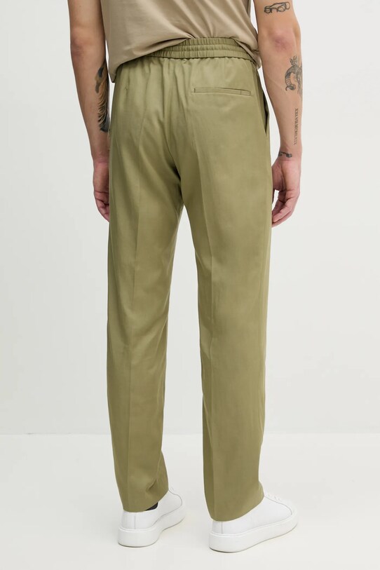 Штани з домішкою льону Calvin Klein K10K114403 зелений SS25