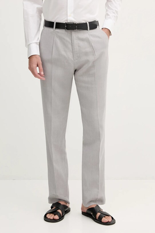 Ленен панталон Calvin Klein лен сив LV04LB448G